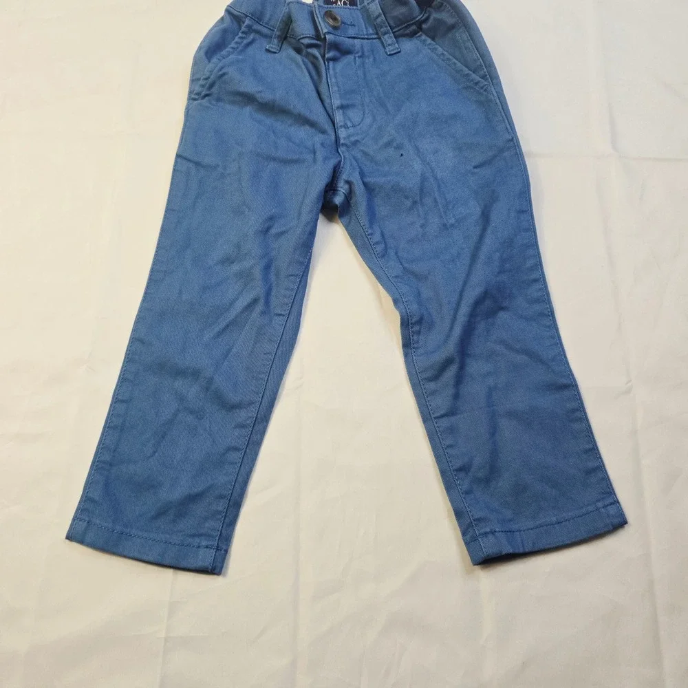 The Childrens Place Kids Chino Pants 2T Blue Elastic Waist Casual Trousers K1
